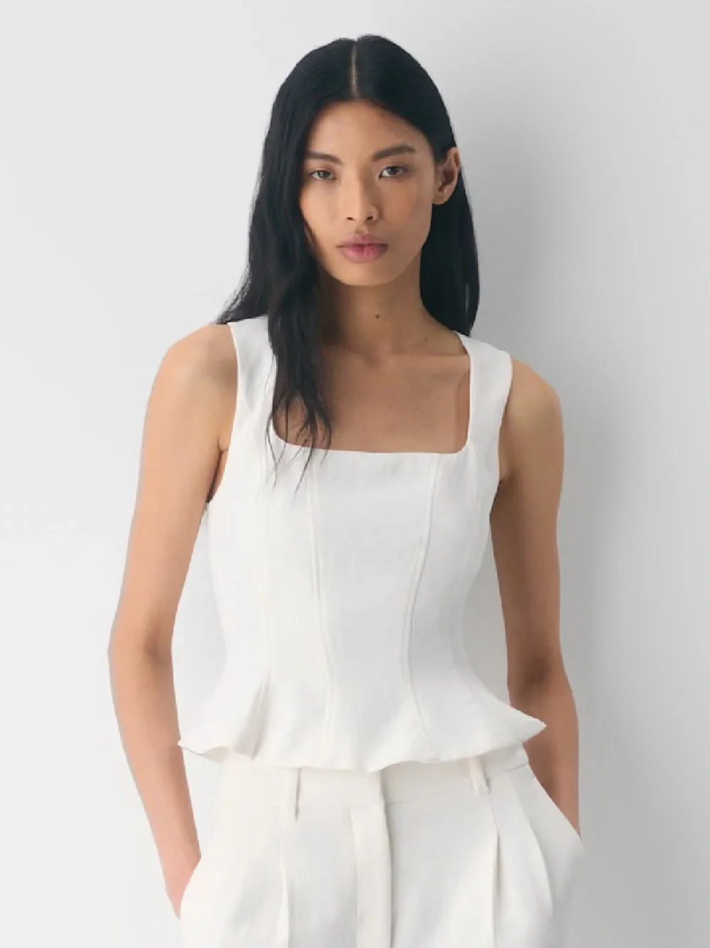 Aritzia Rhodora White Linen Bustier Top - Picture 1 of 6